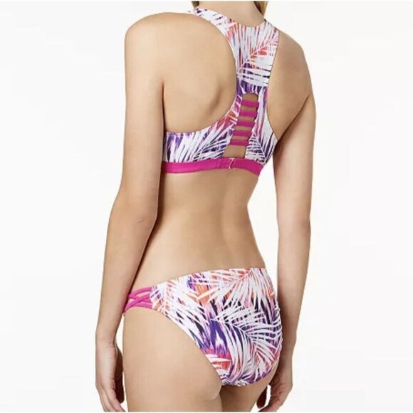 NWT GO by Gossip Bikini Set Palm Dazed Strappy-Back Bralette Top S Bottoms M - Picture 4 of 16